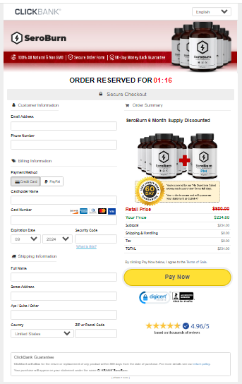 SeroBurn Secured Checkout Form